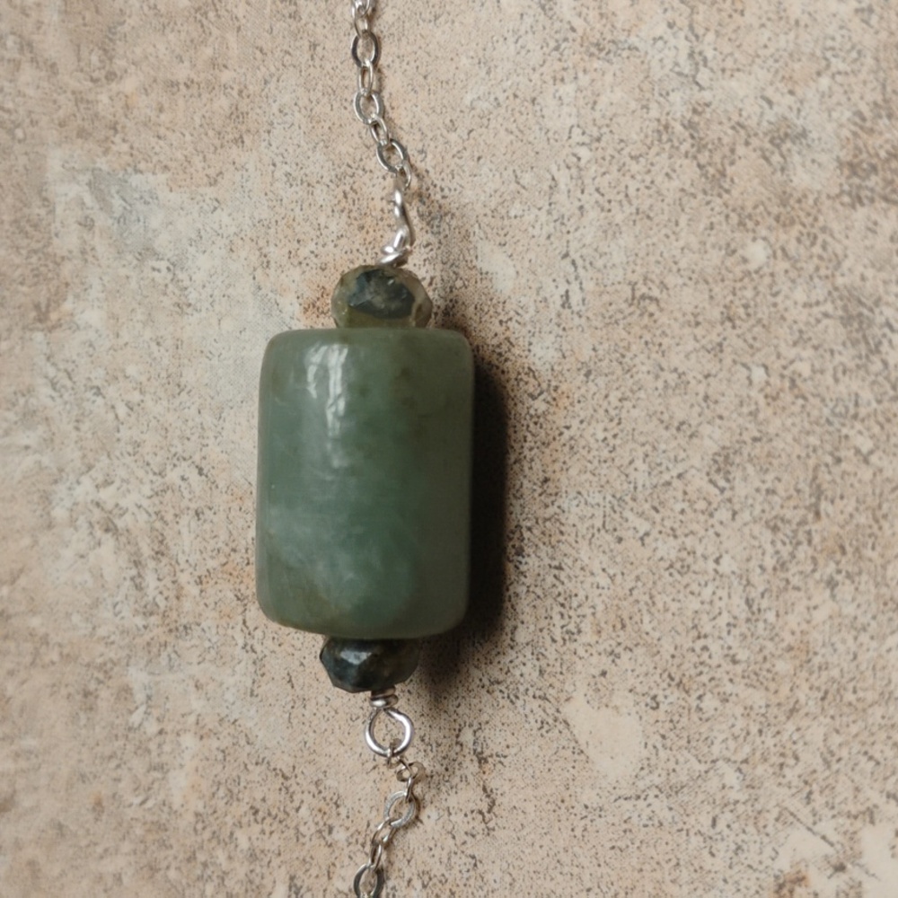Genuine Jade Sterling Silver Necklace